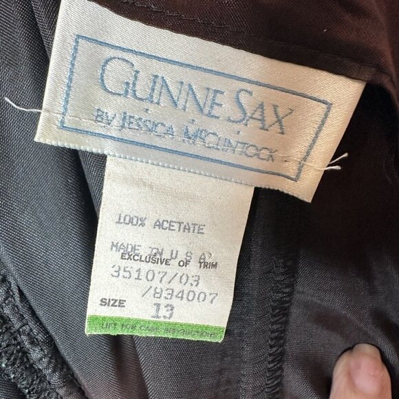 Vintage Gunne Sax Jessica McClintock Black Strapless Ruffled Rosette Dress 8 - Picture 10 of 13